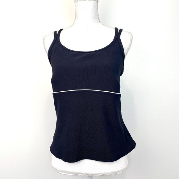 Lands End Sz 12 Womens Tankini Black crisscross ba - Picture 1 of 4